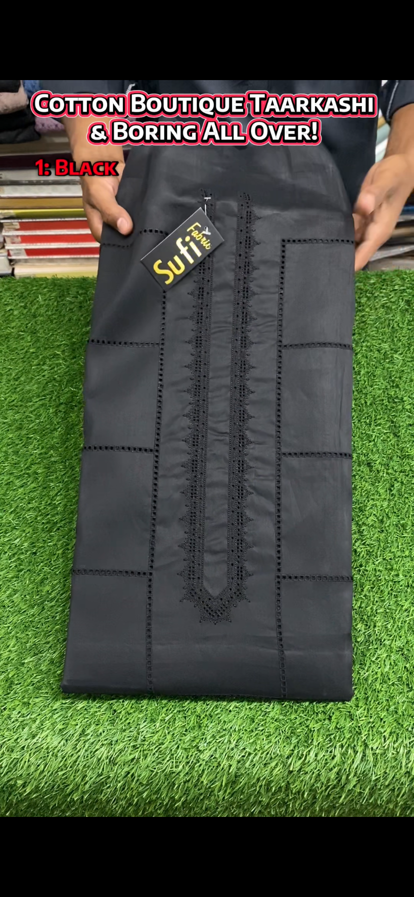 Cotton Boutique Taarkashi & Boring All Over || Black - Sufi Fabrics