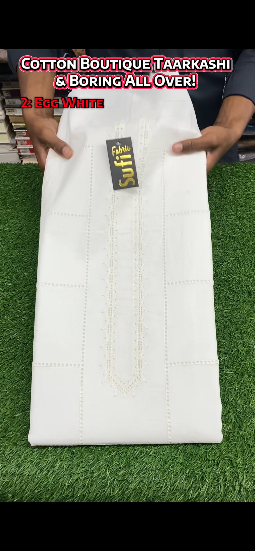 Cotton Boutique Taarkashi & Boring All Over || Egg White - Sufi Fabrics