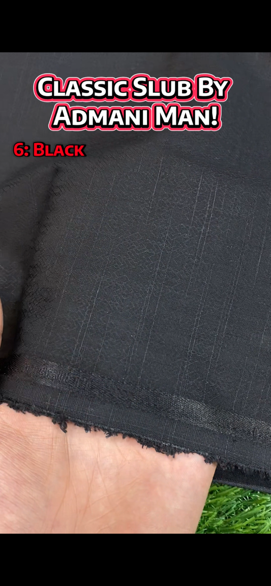 Classic Slub by Admani Man || Wash & Wear || Black - Sufi Fabrics