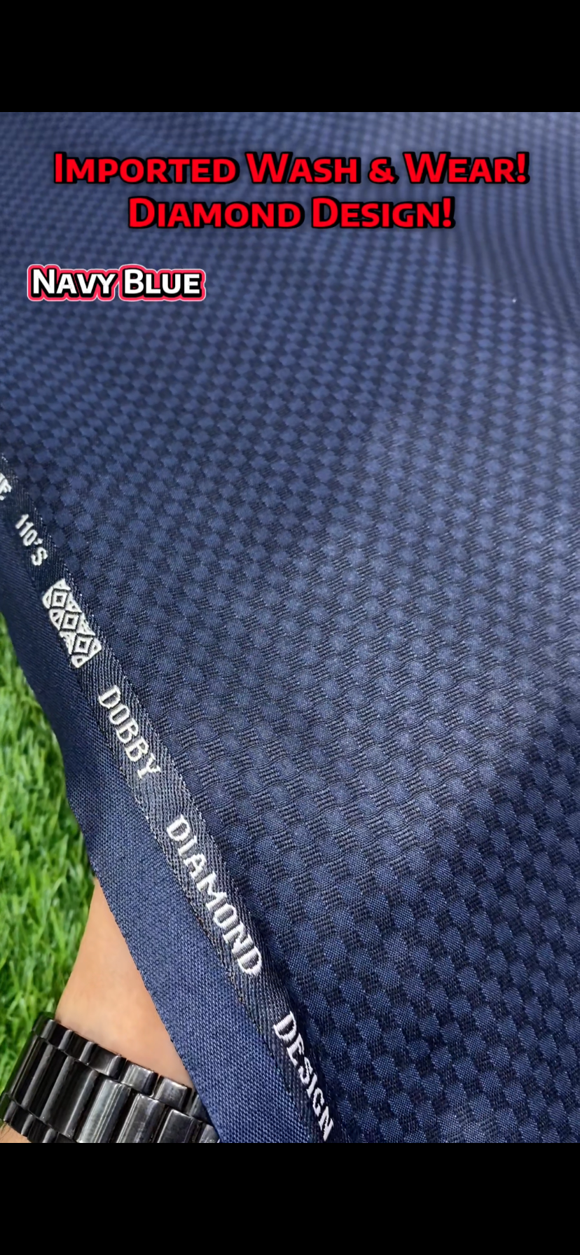 Imported Wash & Wear || Omega Super Line Diamond Design || Navy Blue