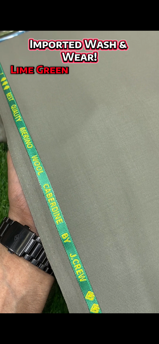 Imported Wash & Wear || Caberdine by J.Crew || Lime Green - Sufi Fabrics
