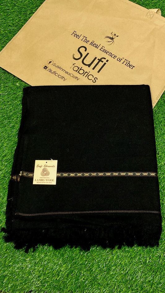 Acrylic Wool Shawl || Black - Sufi Fabrics