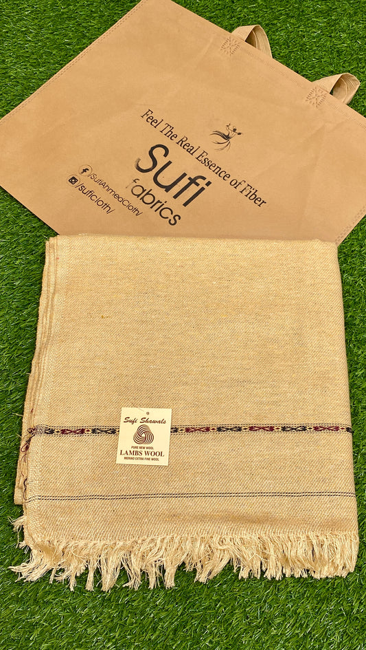 Acrylic Wool Shawl || Camel Brown - Sufi Fabrics