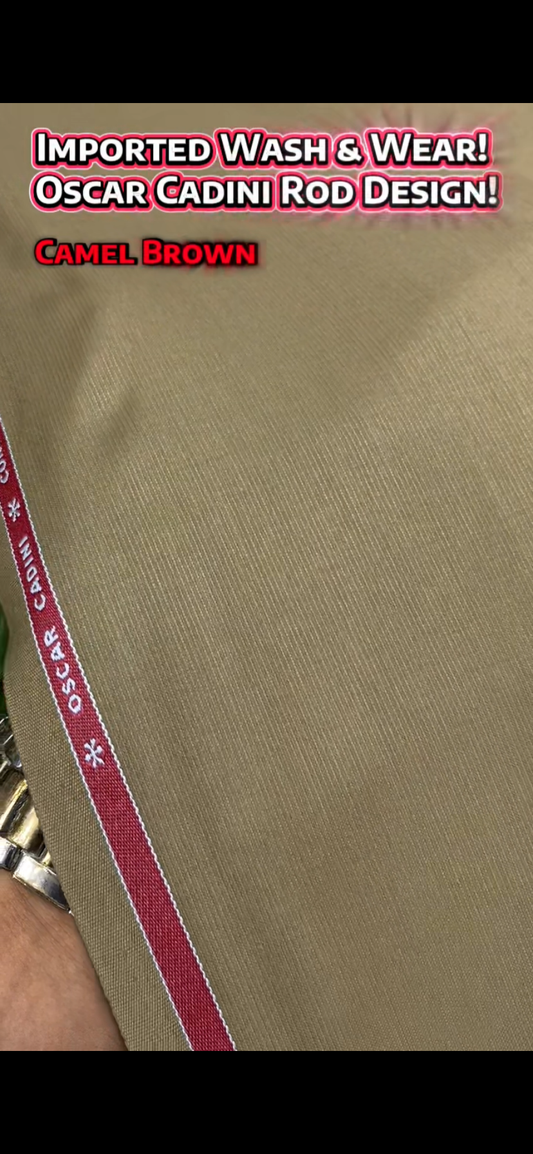 Imported Wash & Wear || Oscar Cadini Rod Design || Camel Brown