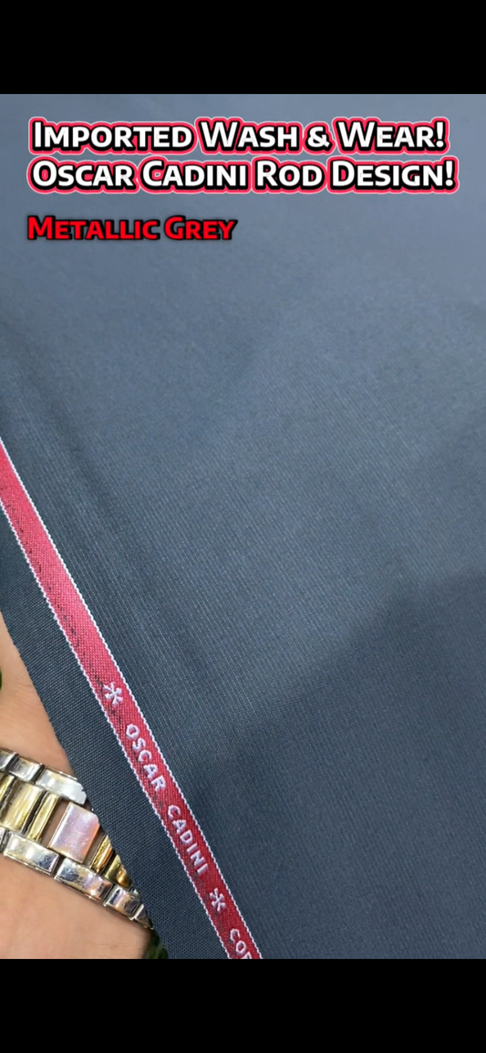 Imported Wash & Wear || Oscar Cadini Rod Design || Metallic Grey