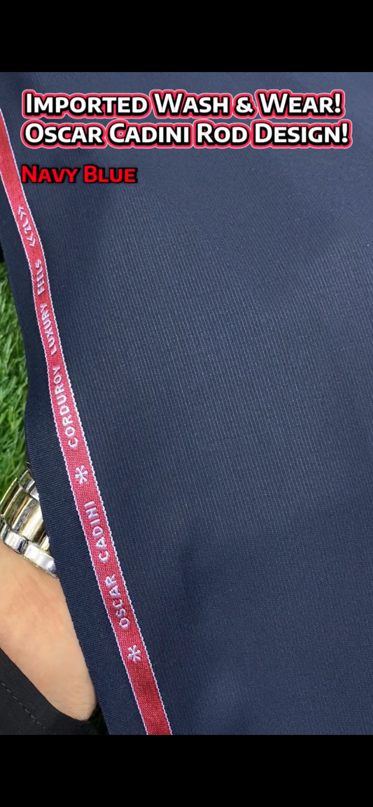 Imported Wash & Wear || Oscar Cadini Rod Design || Navy Blue