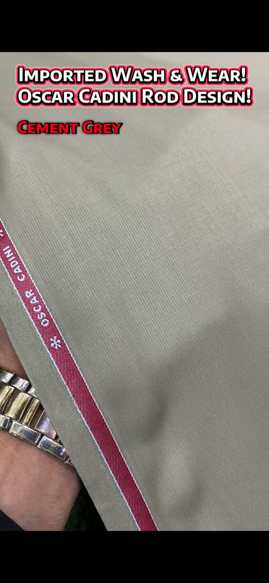Imported Wash & Wear || Oscar Cadini Rod Design || Cement Grey