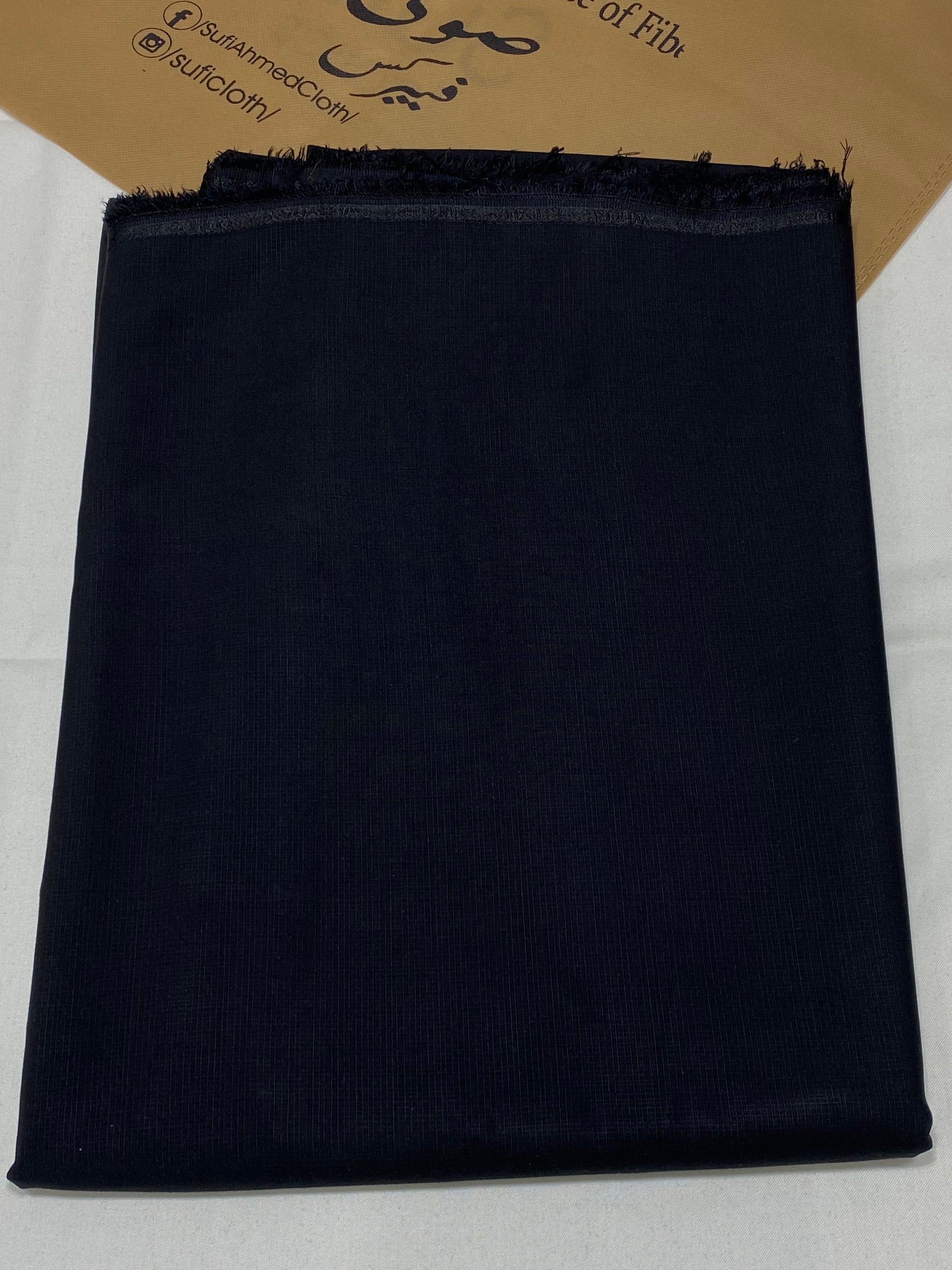 Cherry By Raees – Wash & Wear Self Check Design (Black) - Sufi Fabrics