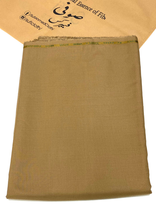 Cherry By Raees – Wash & Wear Self Check Design (Golden) - Sufi Fabrics