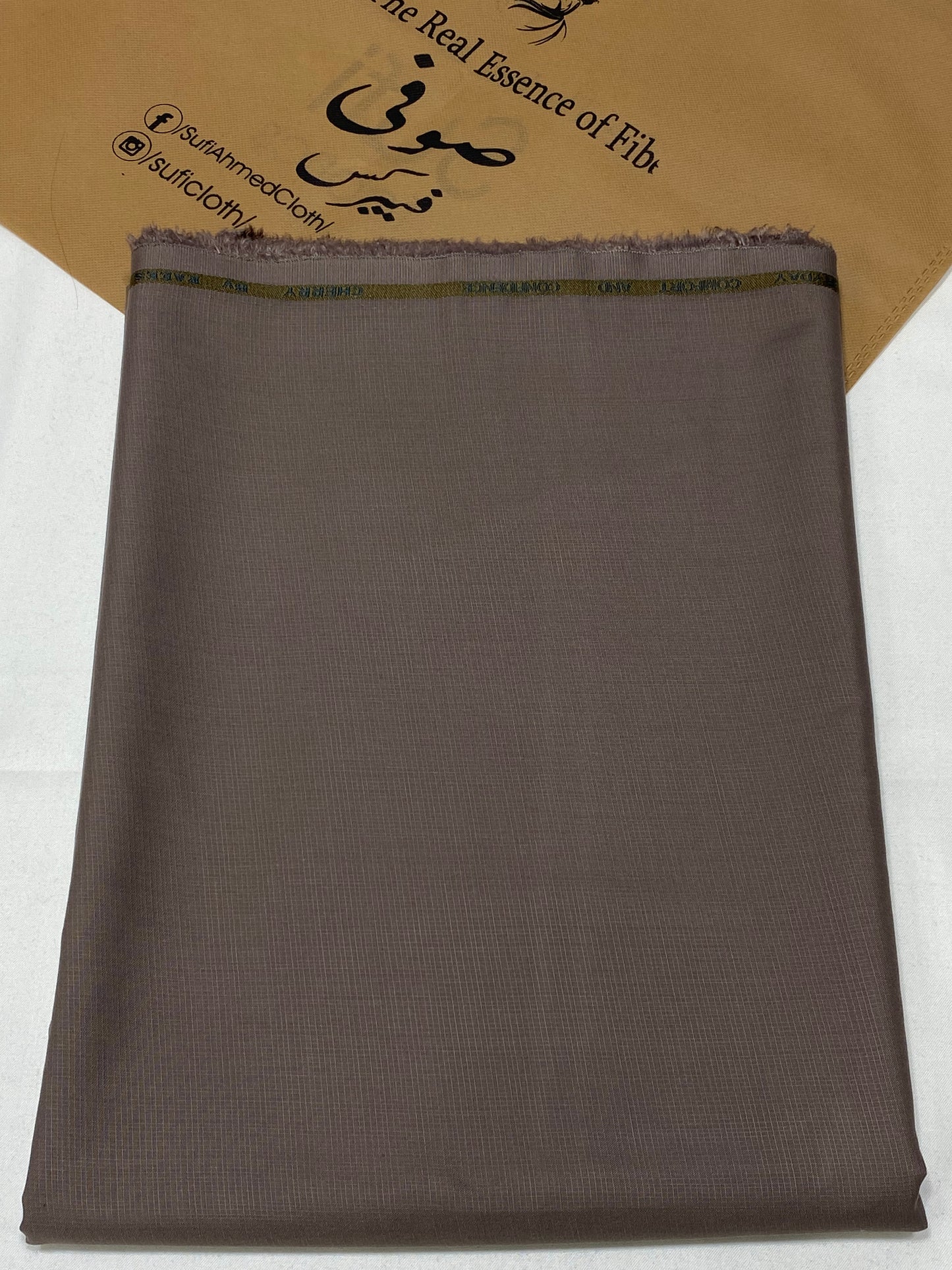 Cherry By Raees – Wash & Wear Self Check Design (Light Purplish Brown) - Sufi Fabrics