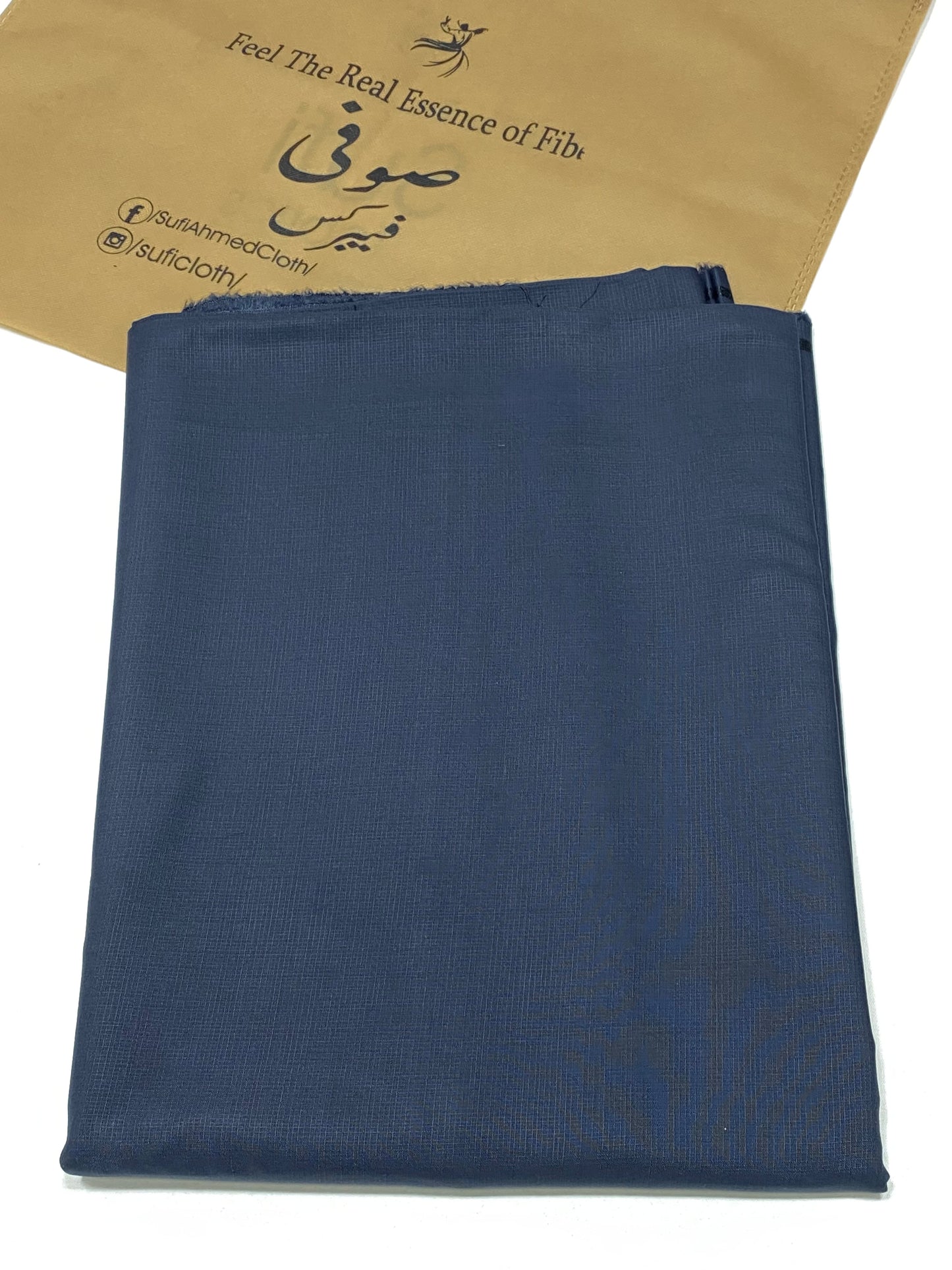 Cherry By Raees – Wash & Wear Self Check Design (Metallic Blue) - Sufi Fabrics