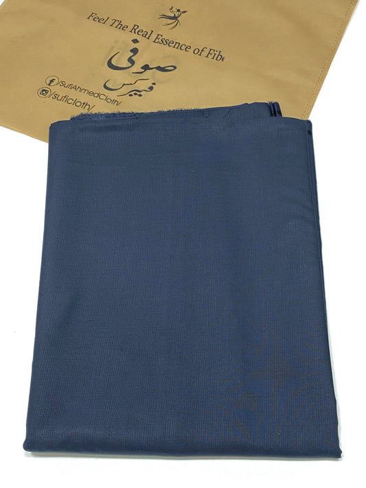 Cherry By Raees – Wash & Wear Self Check Design (Metallic Blue) - Sufi Fabrics