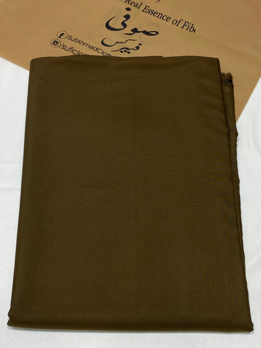 Cherry By Raees – Wash & Wear Self Check Design (Chocolate Brown) - Sufi Fabrics