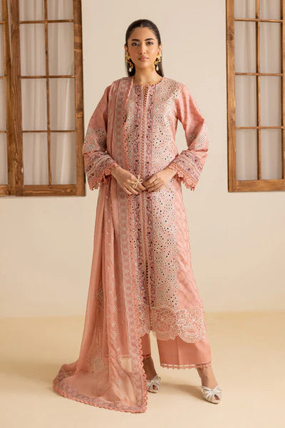 Peach-colored embroidered lawn 3-piece suit from Marjjan Zohra summer collection
