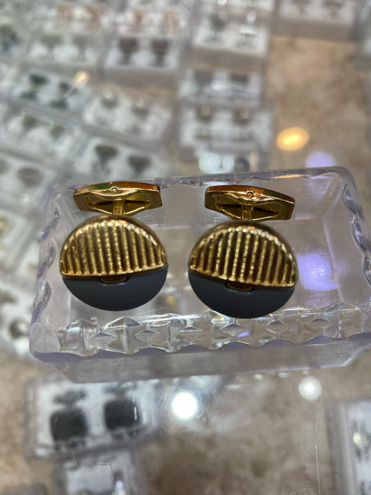 Regal Gold Groove Cufflinks – Bold Elegance Redefined - Sufi Fabrics