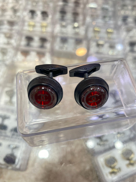 Luxury Red Crystal Gear Cufflinks – Statement Elegance - Sufi Fabrics