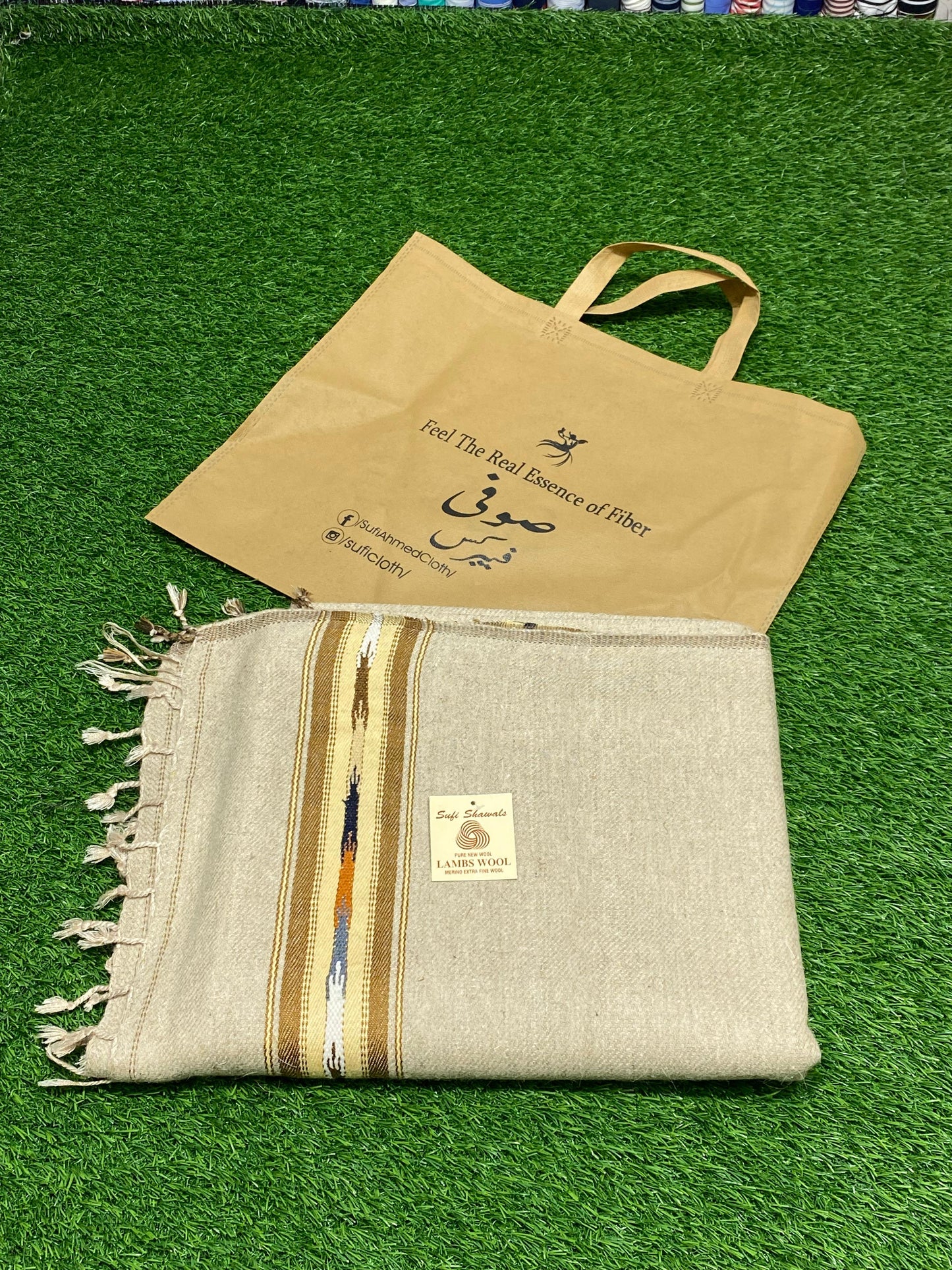 Sufi Wool Wooven Shawl || Camel