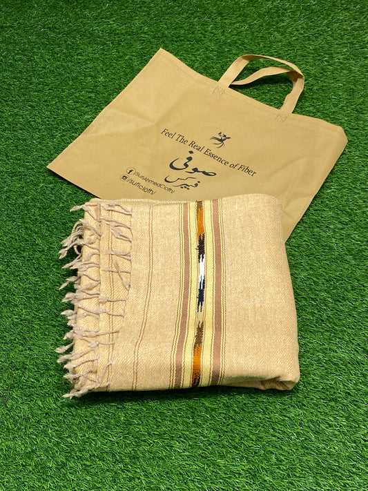 Sufi Wool Wooven Shawl || Peach