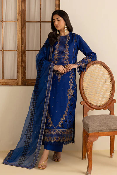 Blue-colored embroidered lawn 3-piece suit from Marjjan Zohra summer collection