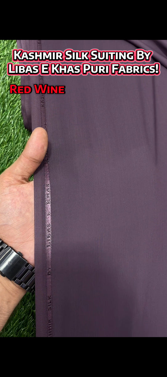 Kasmir Silk Suiting || Libas-E-Khas Puri Fabrics Wash & Wear || Red Wine