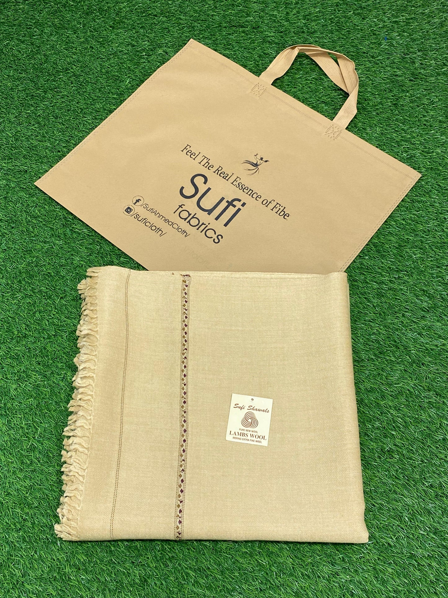 Sufi Wool Shawl || Camel