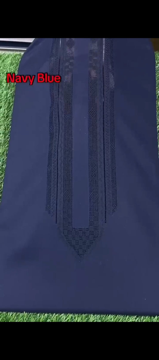 Cotton Boutique Handmade Taarkashi Gala || Navy Blue - Sufi Fabrics