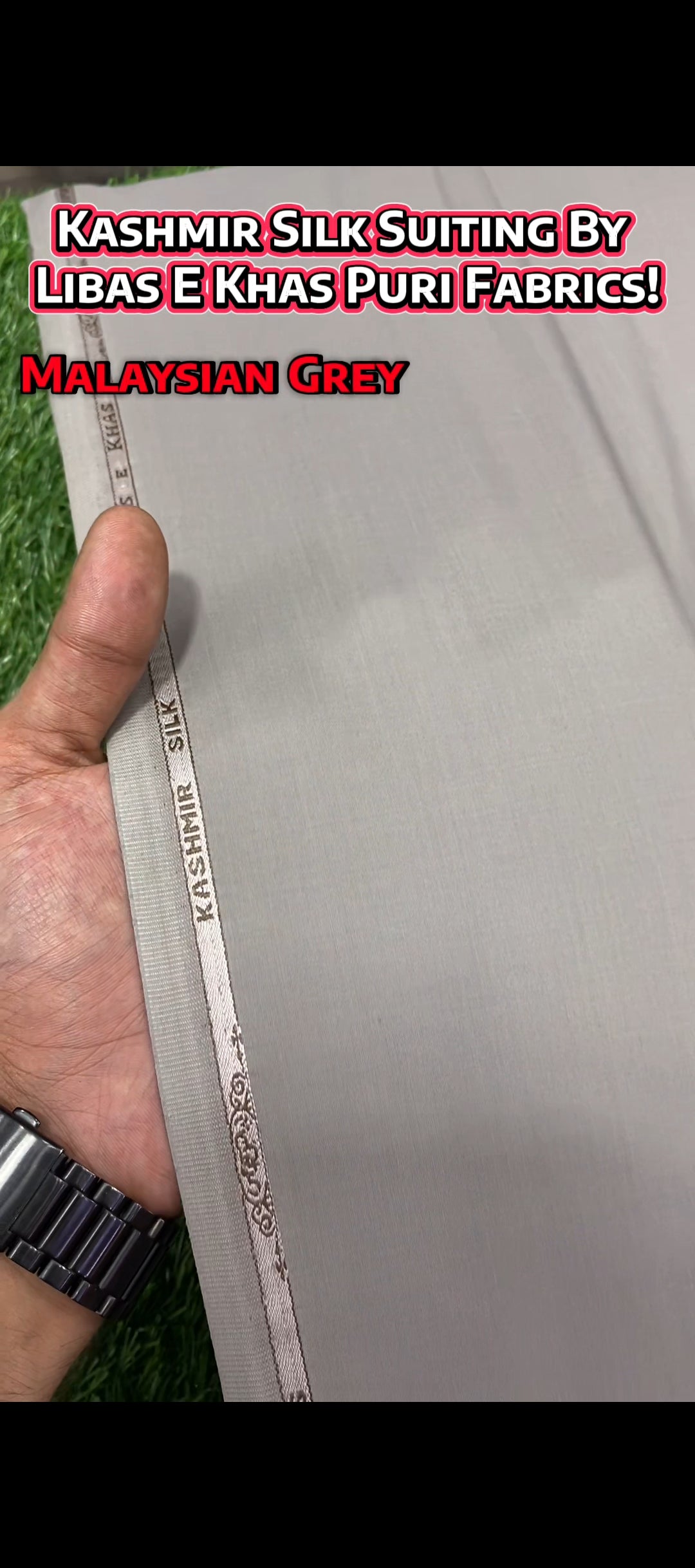 Kasmir Silk Suiting || Libas-E-Khas Puri Fabrics Wash & Wear || Malaysian Grey