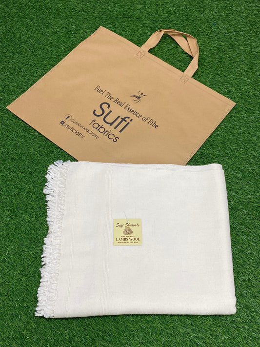 Sufi Wool Border-Less Shawl || Off White